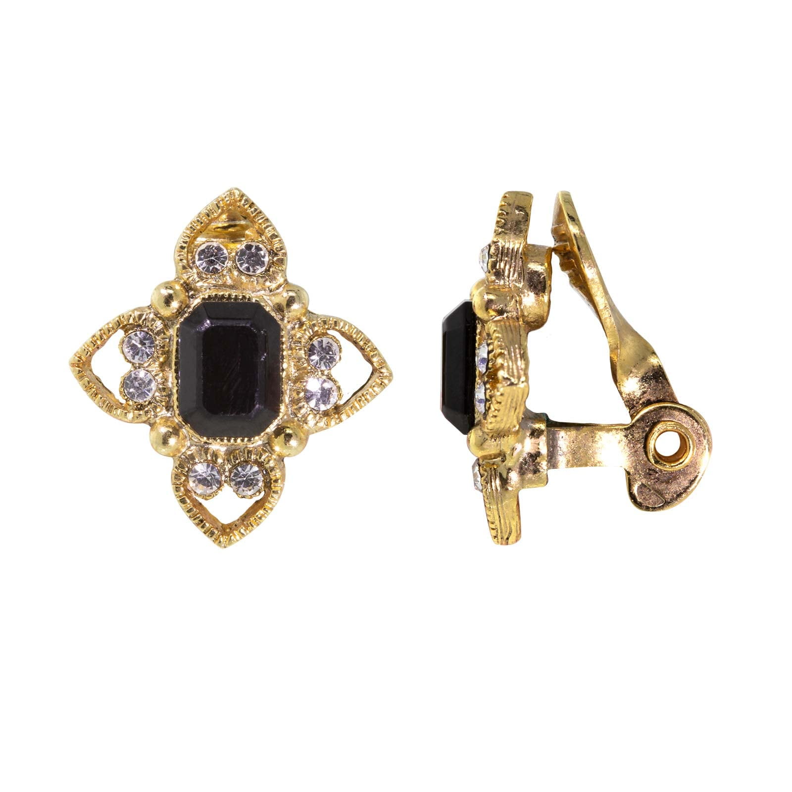 1928 Jewelry Women's Crystal Rectangle Floral Clip On Earrings