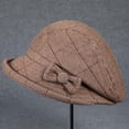 thumbnail image 5 of CoCoMangos Vintage Bownot Bowler Hats for Women Autumn Fashion Tweed Top Hats Slouchy Short Brim Felt Derby Hat(Several Colors), 5 of 5