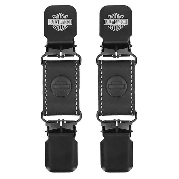 Harley-Davidson Men's Etched Bar & Shield Logo Leather Boot Clips – Black, Harley Davidson
