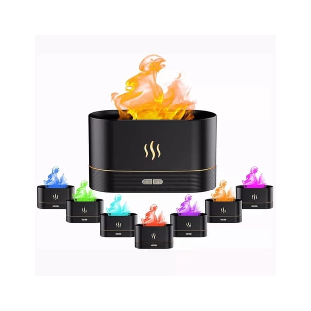 Humidificador Difusor Petukita Box Negro Efecto Llama