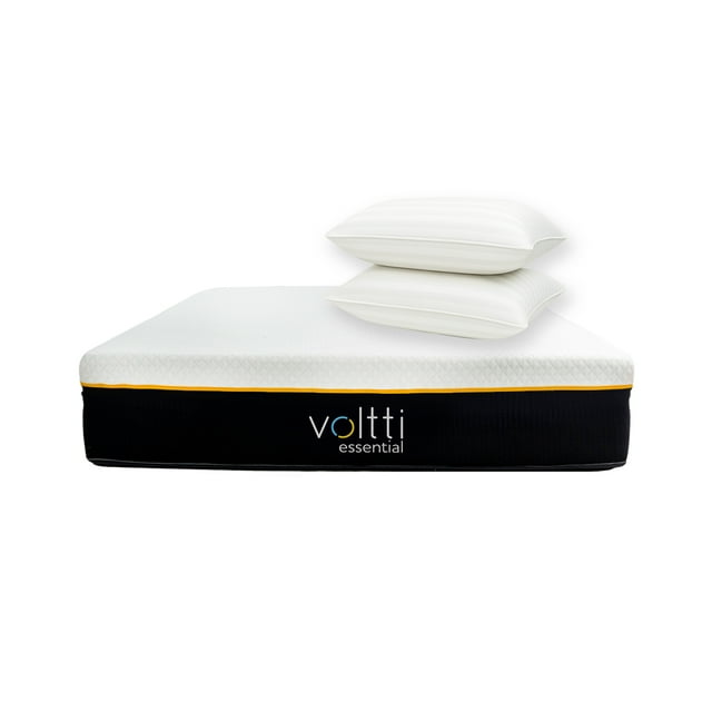 Colchón en Caja Híbrido Voltti Essential King Nano Memory Foam & Resortes Encapsulados 26 CM + Almohadas