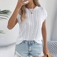 thumbnail image 4 of HOMBOM Tank Tops for Women Sleeveless Spring White Cable Knit Loose Fit Womens Sweater Top, 4 of 8
