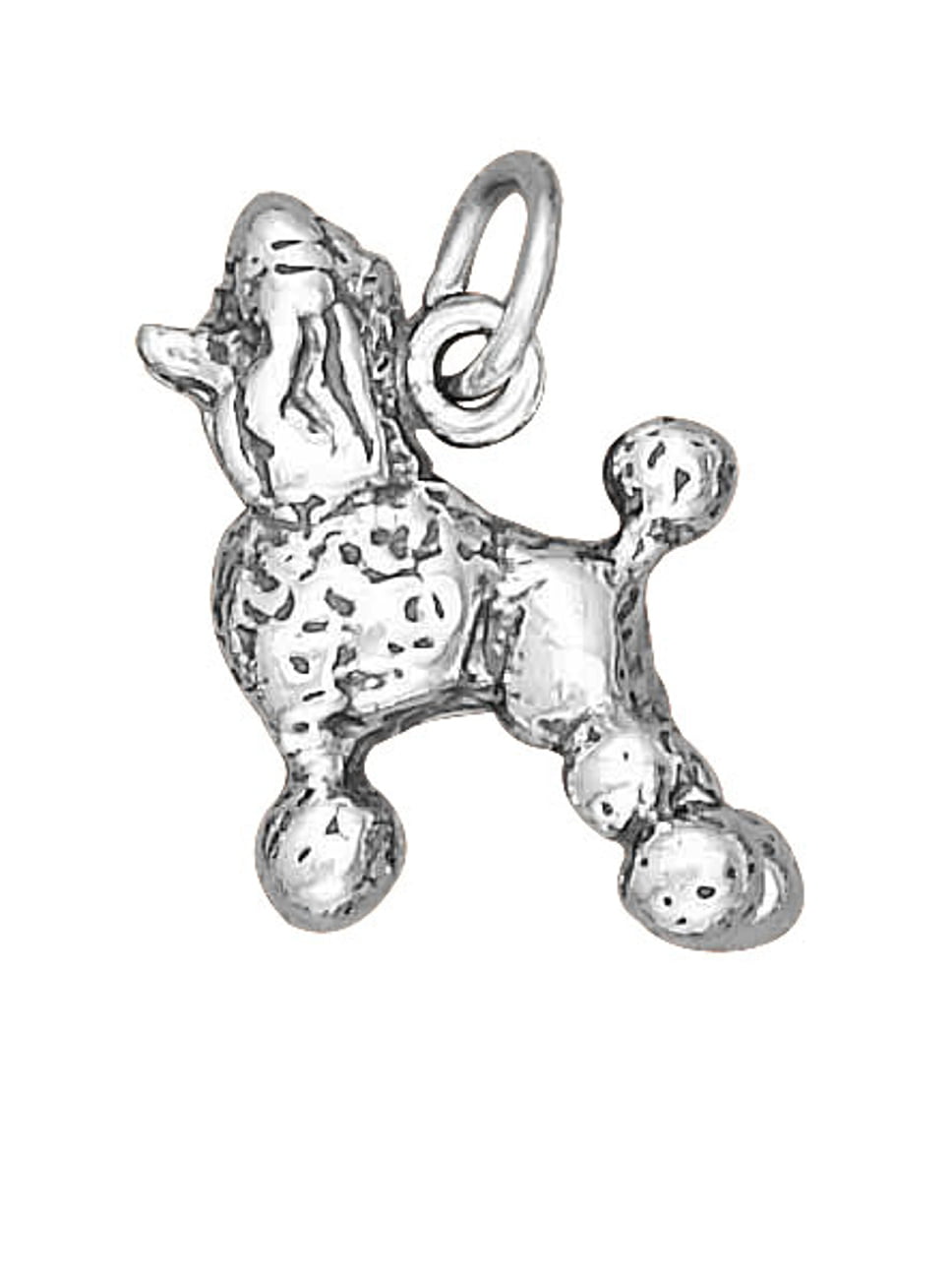 Sterling Silver 3D French Poodle Pet Dog Breed Dangle Charm Bead For Bead Charm Bracelet 