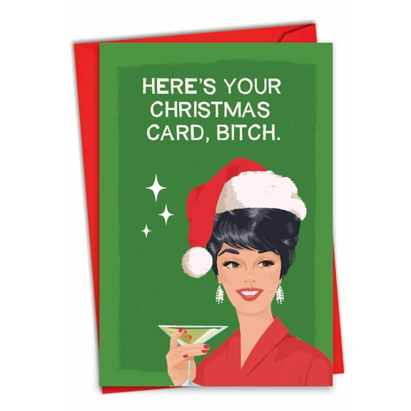 NobleWorks Funny Christmas Greeting Card with 5 x 7 Inch Envelope (1 Card) Merry Christmas Holiday Your Holiday Card C9533XSG