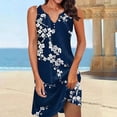 thumbnail image 2 of Dresses for Women, Womens Boho Floral Printed Button V Neck Sundress Summer Beach Vacation Sleeveless Tunic Dress, 2 of 5