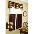 thumbnail image 3 of Better Homes & Gardens Checks And Solids Light Filtering Rod Pocket Kitchen Tier and Valance Set, Set of 3, Brown, 30" x 36", 3 of 5