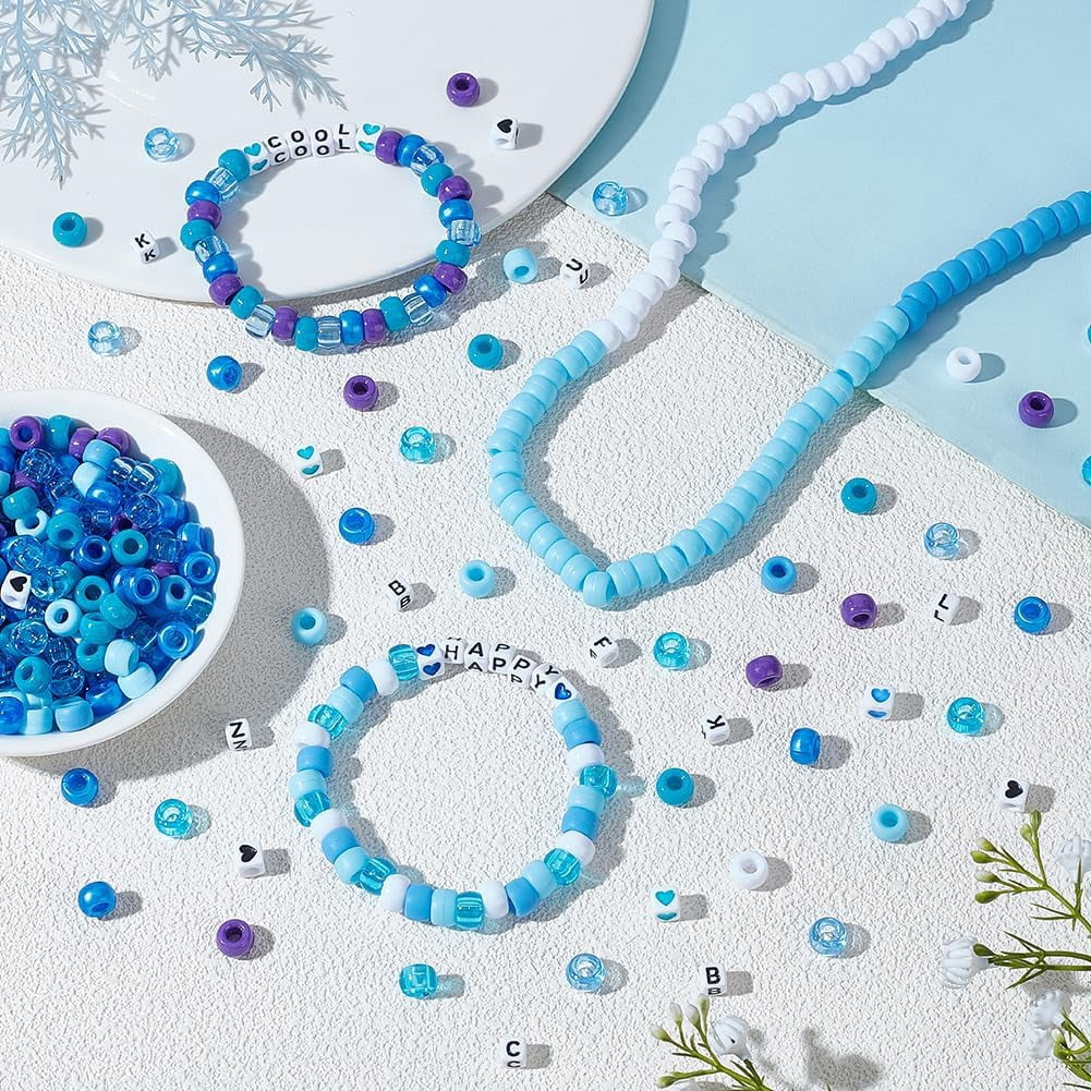 DIY Plastic & Acrylic Beads Making Kits Cube & Barrel Deep Sky Blue 6~9x6~7x6~6.5mm Hole: 3.2~3.8mm 1720pcs/set