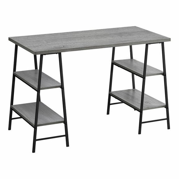 Monarch Specialties Computer Desk, Home Office, Laptop, Storage Shelves, 48"L, Work, Grey Laminate