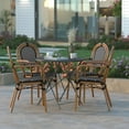 thumbnail image 3 of Emma + Oliver Set of Four Indoor/Outdoor Stacking Thonet Bistro Style Chairs with Arms, Black & White PE Rattan Seat and Natural Finished Metal Frame, 3 of 15