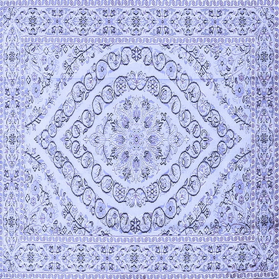 Ahgly Company Indoor Square Medallion Blue Traditional Area Rugs, 3' Square