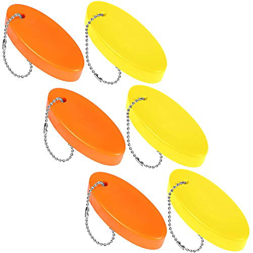 Junkin 4 Pieces Fluorescent Foam Floating Key Chain Yellow Oval Float Key Ring Buoy Fishing Boat Key Ring Water Buoyant Sport Keychain for Boating Fishing Sailing and Outdoor Water Sports 