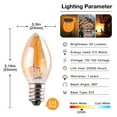 thumbnail image 6 of C7 LED Bulb, 0.5W Light Candle Bulbs, Amber Glow 5w Incandescent Replacements E12 Candelabra Base led Filament Night Bulb Ultra Warm White 2200K Decorative String Edison Lamp Non-Dimmable 5 Pack, 6 of 7