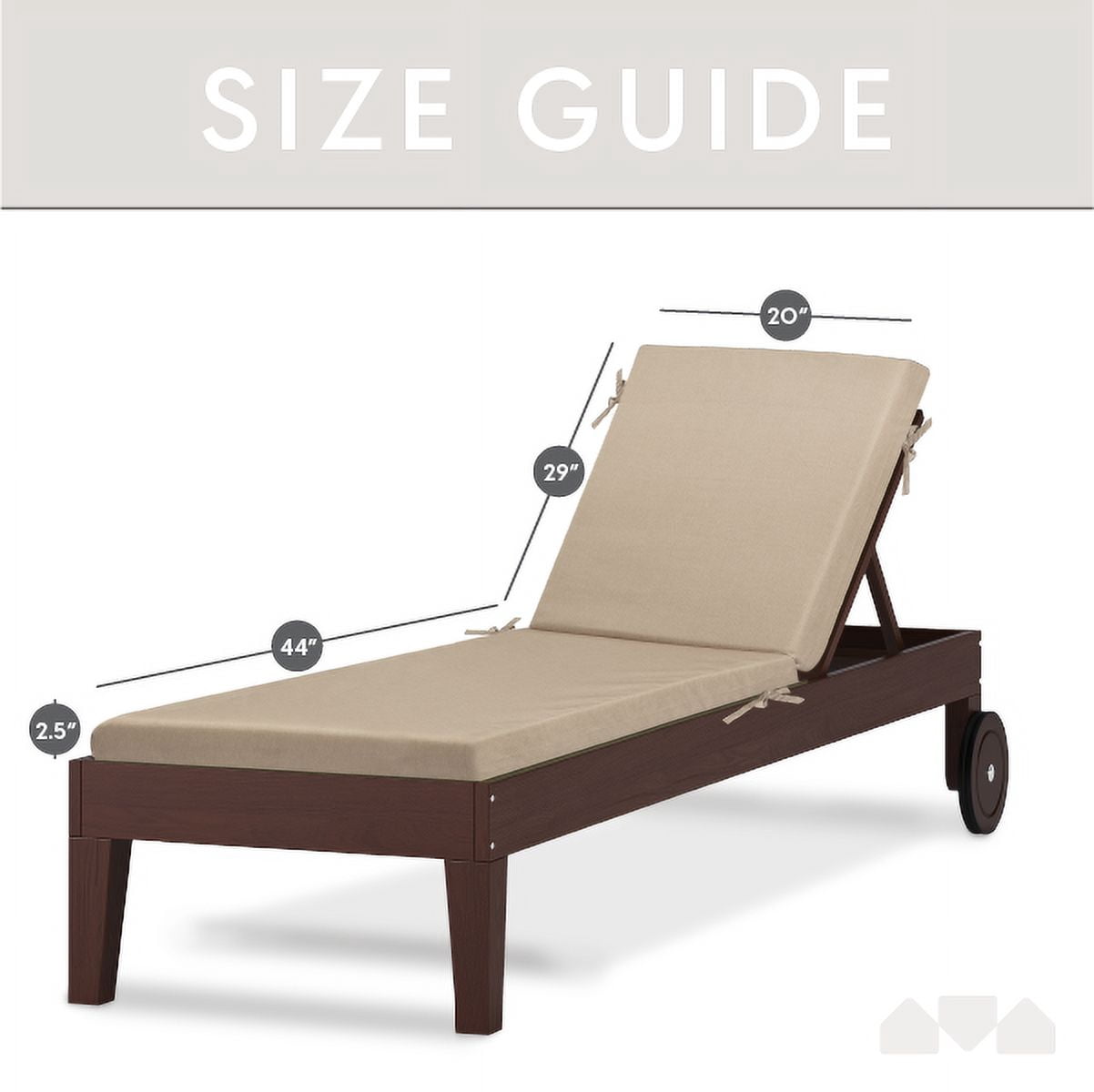 Milliard Outdoor Memory Foam Lounge Chair Cushion, Waterproof and Washable, Beige