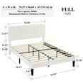thumbnail image 3 of VECELO Velvet Full Size Upholstered Beds with Adjustable Headboard, Modern Platform Bed Frame, Sturdy Wooden Slats Support/No Box Spring Needed, White, 3 of 10