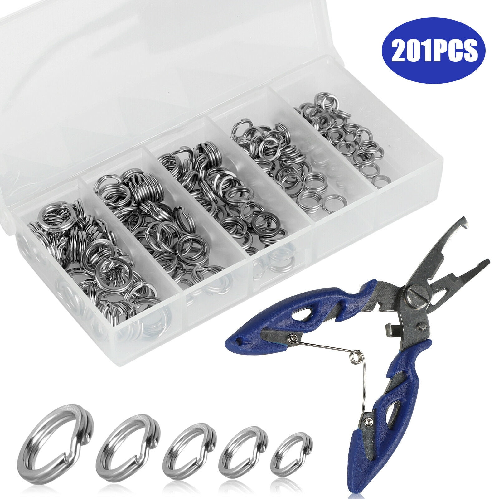 Plier Details about   200x Stainless Steel 5 Size Fishing Lure Split Rings Fish Snap Connector 