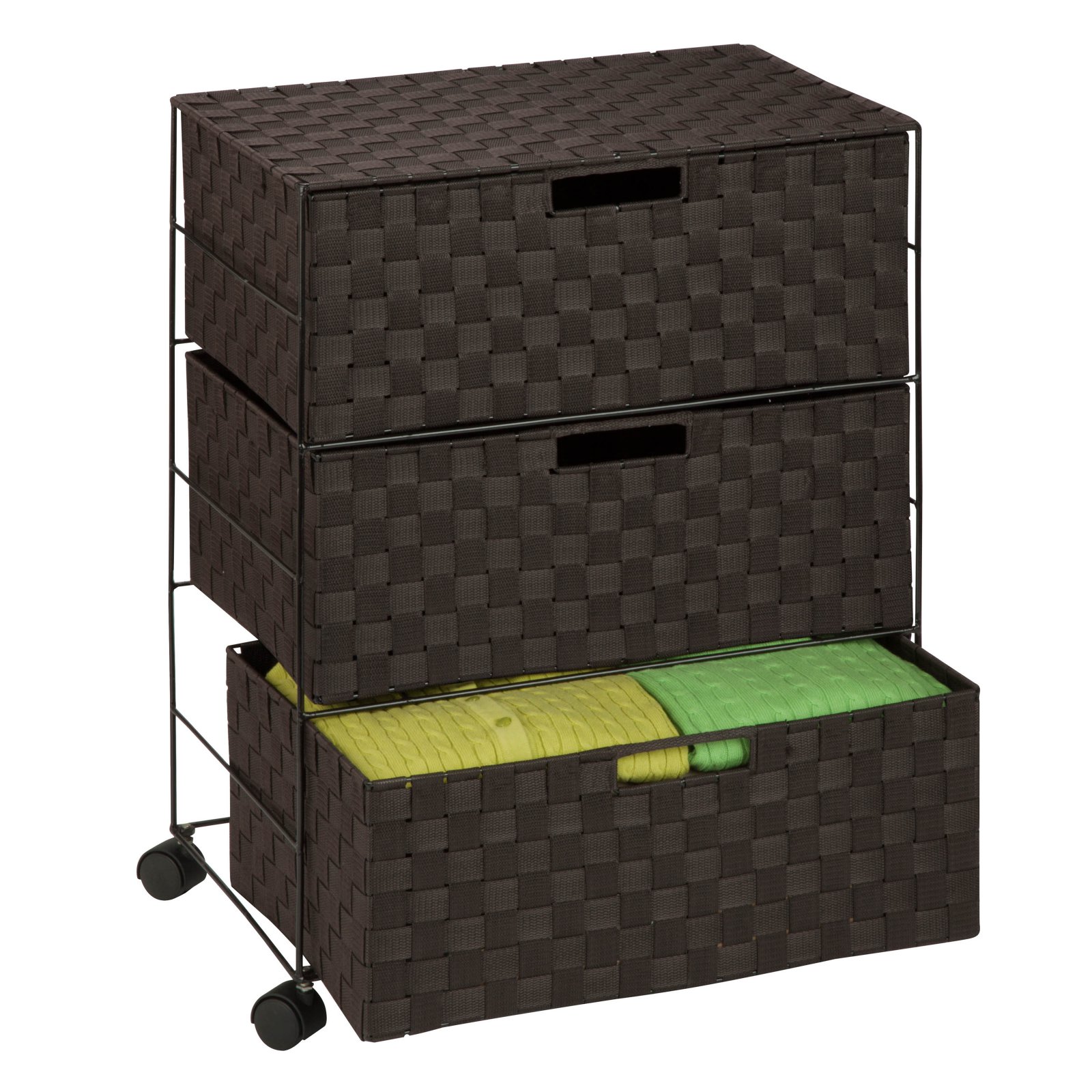 Honey-Can-Do Steel and Fabric Woven 3-Drawer Rolling Chest, Brown - image 2 of 2