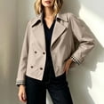 thumbnail image 6 of QQZ Relaxed Cropped Double Breasted Trench Jacket Women, Lightweight Cardigans For Women Trendy, Fall Travel Business Casual Commute Street Daily Outfits, 6 of 9