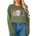 thumbnail image 2 of Ink-Printed USA Coquette Bow Sweatshirt for Women Girls Kids July 4th Family Matching Army Green Sweatshirt Adult X-Large, 2 of 8