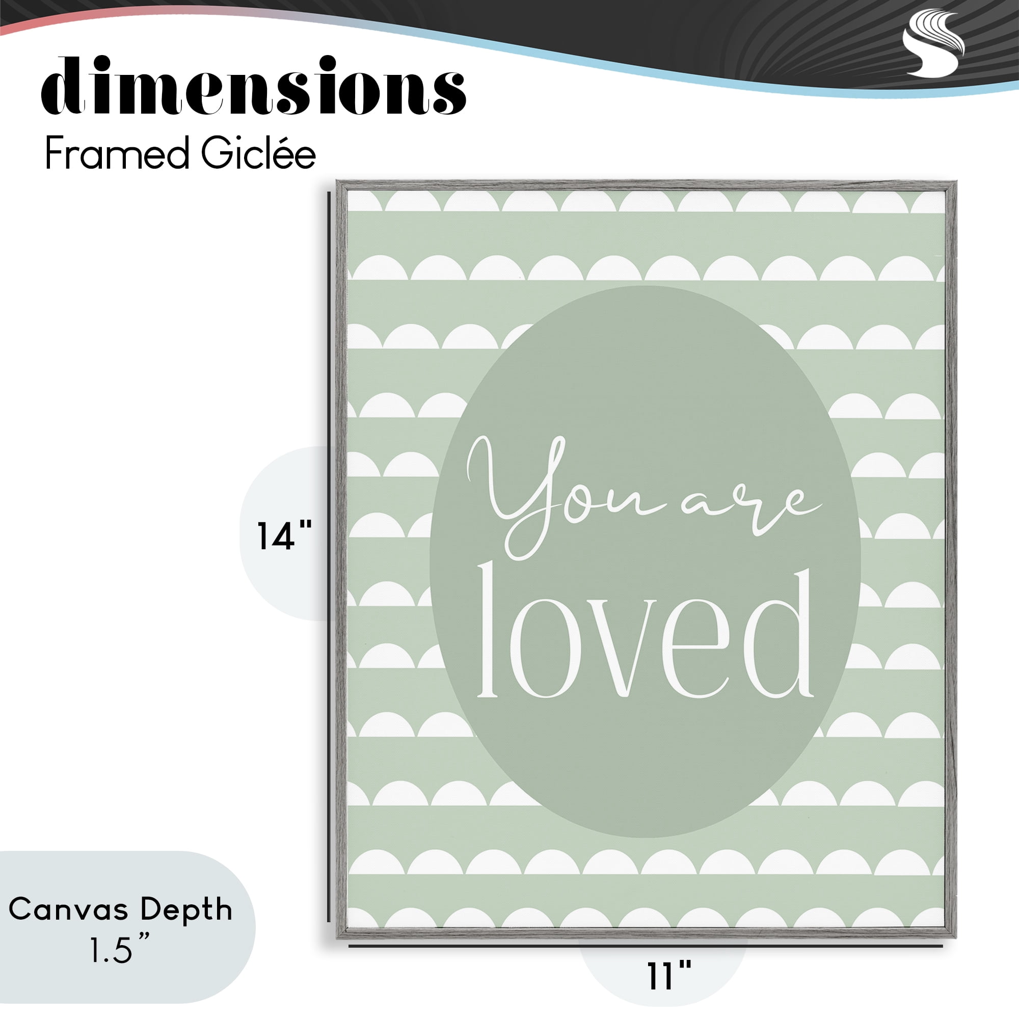 Stupell Industries You Are Loved Light Green Gray Framed Giclee Art, design by Christine Simpson Art