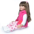 thumbnail image 4 of Zimtown 24" Reborn Baby Doll Muñeca de silicona Cabello largo Vestido rosa Niña Zimtown Muñeca de bebé renacido, 4 of 5