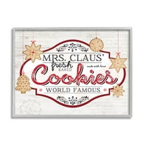 Stupell Industries Vintage Mrs. Claus Cookies Sign Graphic Art Gray Framed Art Print Wall Art, Design by Jennifer Pugh