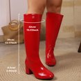 thumbnail image 5 of Willtoo Women's Faux Leather Mid Calf Boots, Pointed Toe Chunky Heel Tall Boots, Elegant Slim Fit Dress Shoes, 5 of 6