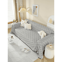 Sanmadrola Sofa Covers Couch Cover Sectional L Shape Couch Blanket Cover Sofa Slipcovers for Most Shape Sofas Washable Thick Soft Throws Cover Blankets for Living Room 91"x134" Gray and White