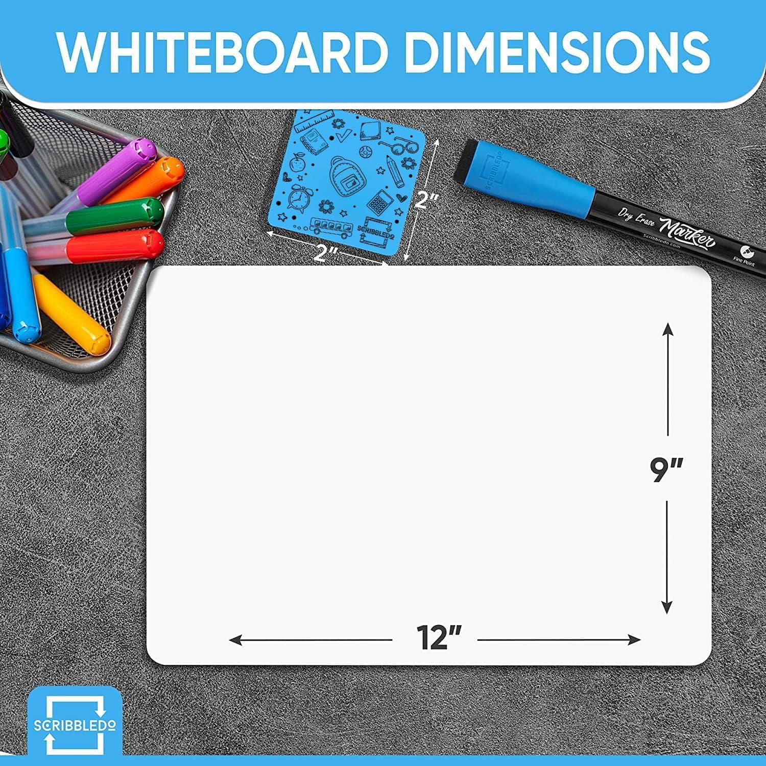 Set of 12 White Board Dry Erase Boards Classroom Pack White Boards 9"x12”