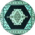 thumbnail image 1 of Ahgly Company Machine Washable Indoor Round Medallion Turquoise Blue Traditional Area Rugs, 6' Round, 1 of 4