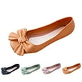 thumbnail image 2 of XIMIN Women's Slip On Shoes Solid Color Foldable Round Toe Cute Bow Trim Bowknot Ballerina Shoes Leather Comfort Flats Wedding Dress Shoes, 2 of 6