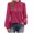 #0004-Hot Pink, variant on TaTaai Womens Tops Long Sleeve Mock Neck Pleated Front Puff Sleeve Blouse Casual Comfy Soft Flowy for Daily Home
