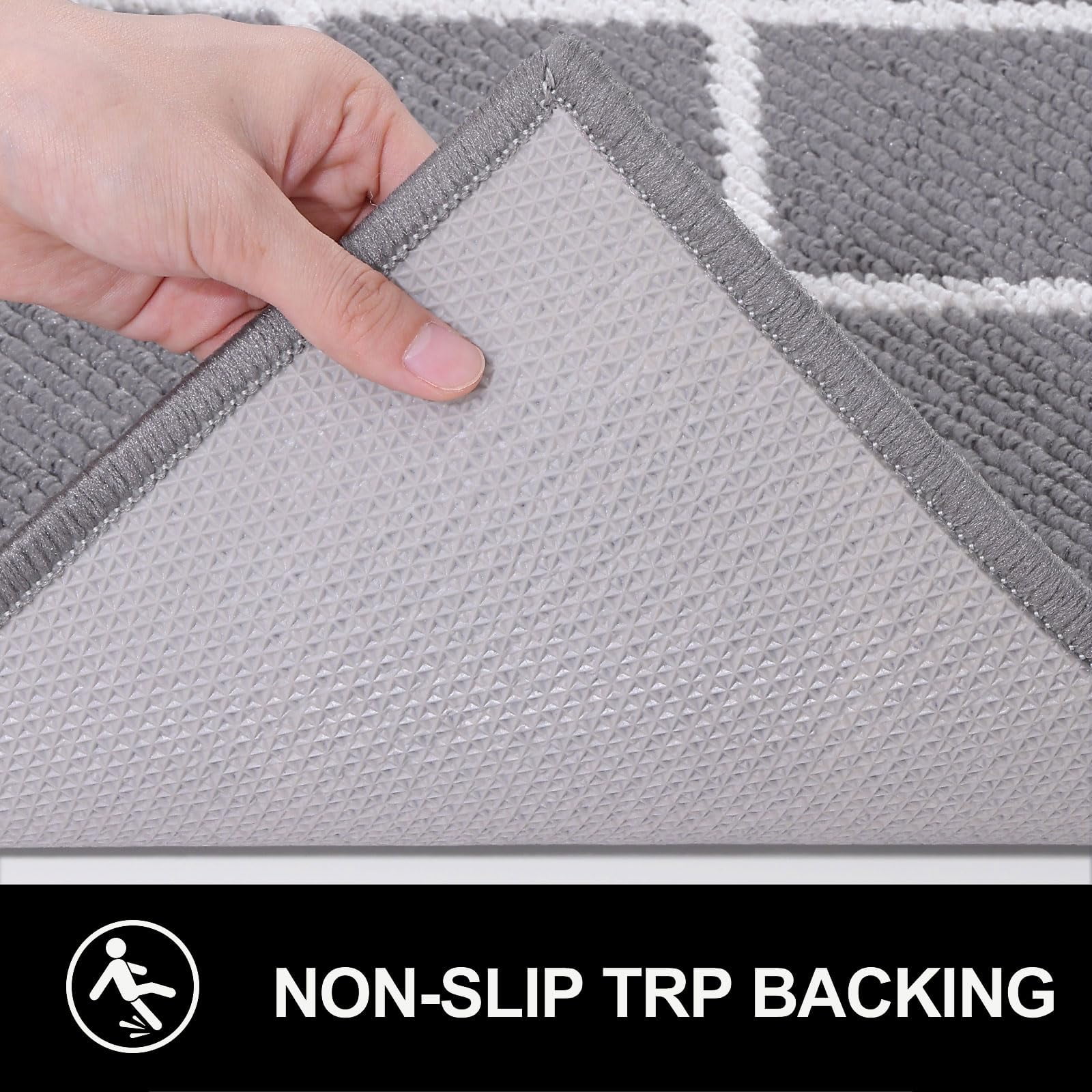 Buganda Extra Large Indoor Door Mat, 32"x 48", Non Slip Low-Profile Entrance Rug Front Inside Doormats Dirt Trapper Entry Door Rugs for Entryway, Grey