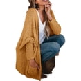 thumbnail image 4 of Long Sleeve Women's Open Front Batwing Fuzzy Knit Sweaters Chunky Cardigan, 4 of 7