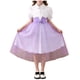 thumbnail image 1 of Vestido Formal de Manga Corta Vestido de Malla de Solapa de Color Sólido para Niños con Mangas Hinchadas Y Falda en Capas, Cintura de Contraste con Arco, Casual Y Cómodo para Niños de Mediano a Grande, 1 of 7