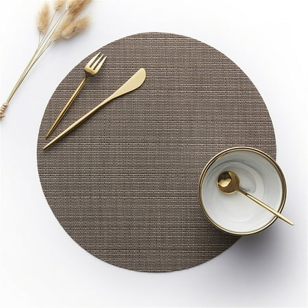 

Round Placemats Set of 8 Woven Vinyl Easy to Clean Heat Resistant Kitchen Table Mats 14 Inch