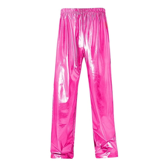 Ynynloco Shiny Disco Pants for Men, 70s/80s Party Rave Pants, Vintage Cosplay Straight Leg Trousers