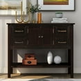 thumbnail image 2 of Retro Console Sofa Table with 4 Drawers, 1 Cabinet and 1 Shelf, Rustic Console Table for Living Room Bedroom Entryway， 43.3"x15.7"x34", Espresso, 2 of 7