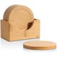 thumbnail image 1 of Posavasos de madera con caja, posavasos absorbentes decorativos para vasos, bebidas, tazas, jarrones, velas y barra (juego de 6, redondo, 9 cm) JFHHH pequeña, 1 of 5