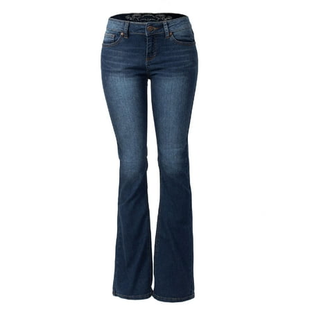 Made by Olivia Women's Sexy Stylish Flare Bell Bottom Slim Bootcut Jean Dark Denim 3