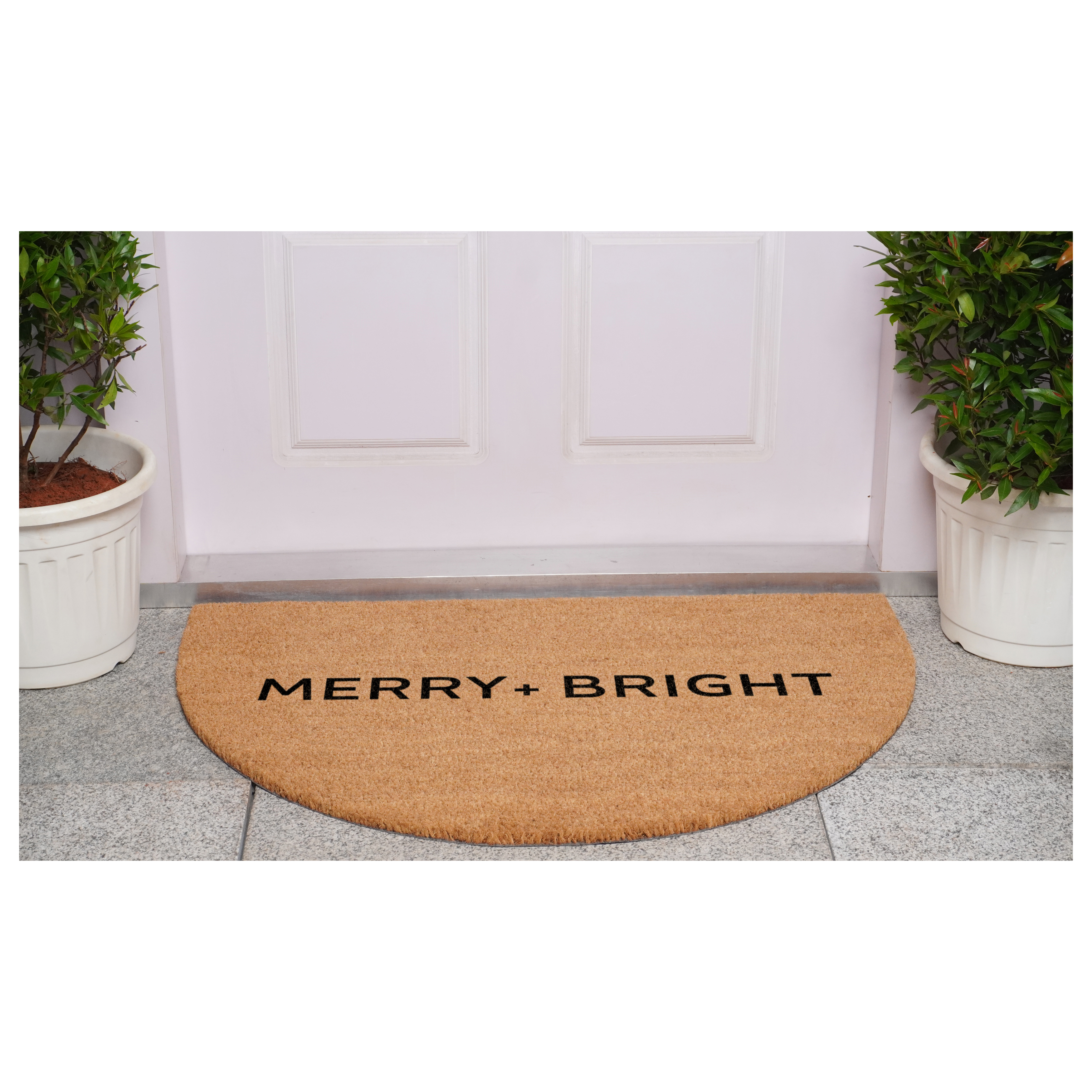 Ultra Modern Merry & Bright Half Round Doormat 24" x 36"