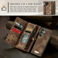 thumbnail image 6 of Feishell Durable 2-In-1 Magnetic Detachable Wallet Case for Samsung Galaxy S22 Ultra,for Women Men,Premium PU Leather Zipper Pocket Flip Multi Card Slots Purse Phone Case with Wrist Strap,Darkbrown, 6 of 10