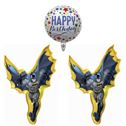 (2) 39" Batman Action Super Shape Balloon and (1) 18" Happy Birthday