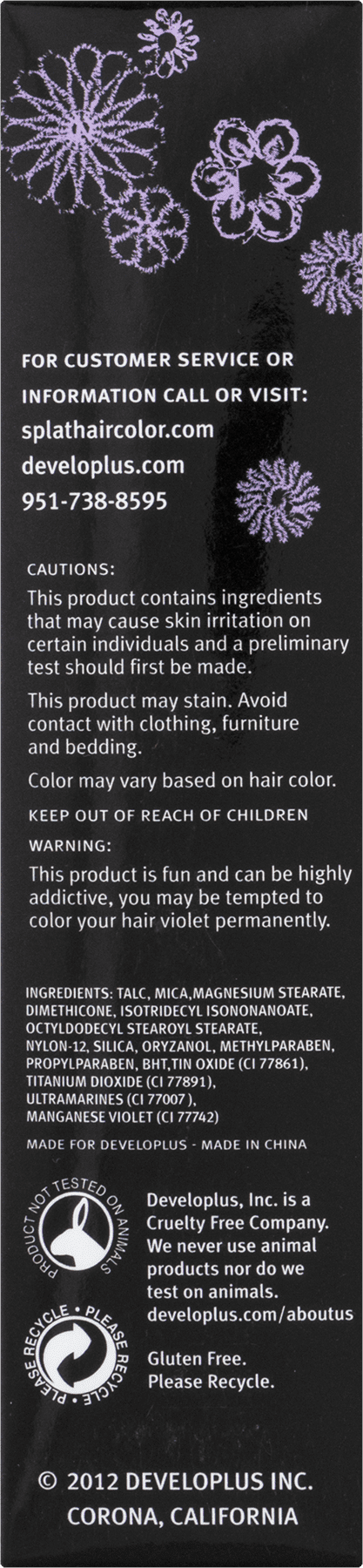 Splat Violet Sky Hair Chalk, Temporary Purple Hair Color Highlights