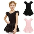 thumbnail image 3 of Zwiiyzr 2025 4-13Y Girls Ruffle Sleeve Ballet Dance Dress Tutu Skirted Leotard Soft Gauze Pleated Skirt Black, 3 of 3