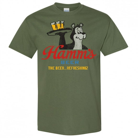Hamms 860209-large Beer Bear Refreshing T-Shirt, Green - Large