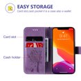 thumbnail image 5 of Allytech Wallet Case for iPhone 13 Pro 5G 6.1 inch 2021, Slim Premium Embossed Tree Cat Flowers PU Leather Flip Kickstand Magnetic Snap Hand Strap Case for iPhone 13 Pro 2021, Lightpurple, 5 of 6