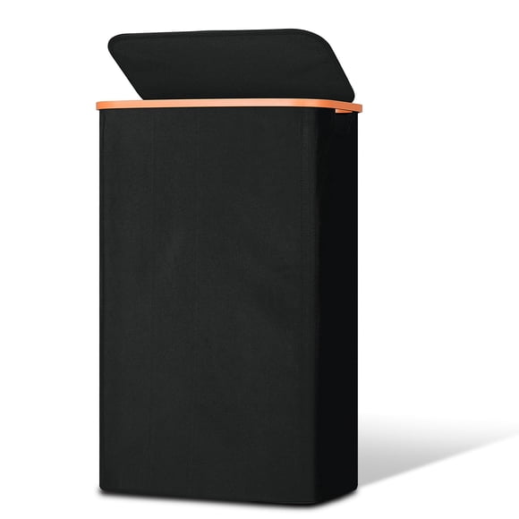 Cesto de ropa Vincona Slim con tapa, 75 L, tela Oxford negra