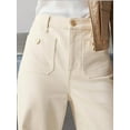 thumbnail image 6 of Women Wide Leg Jeans High Waisted Stretchy Straight Leg Jeans Loose Trendy Denim Pants with Pocket Cream White Extend L, 6 of 7