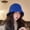 blue, variant on Version of The New Winter Bucket Hat Women's Lamb Wool Warm Basin Hats Solid Color Simple and Elegant Dome Panama Bob Cap