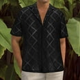 thumbnail image 2 of Men Casual Button Down Lapel Shirt Short Sleeve Summer Beach Hollow Out Crochet Knit Hawaiian Tropical Top Cover Up, 2 of 6